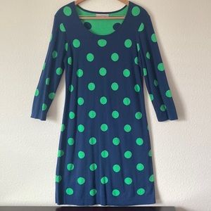 Banana Republic Women Green&Navy PolkaDot Long Sleeve Light Sweater Dress Size M